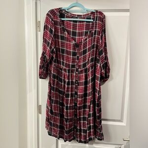 Torrid Plaid Button Front Mini Shirt Dress